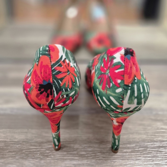 NWT INC International Concepts Orange and Green Floral Heels Size 8.5 - Picture 6 of 7